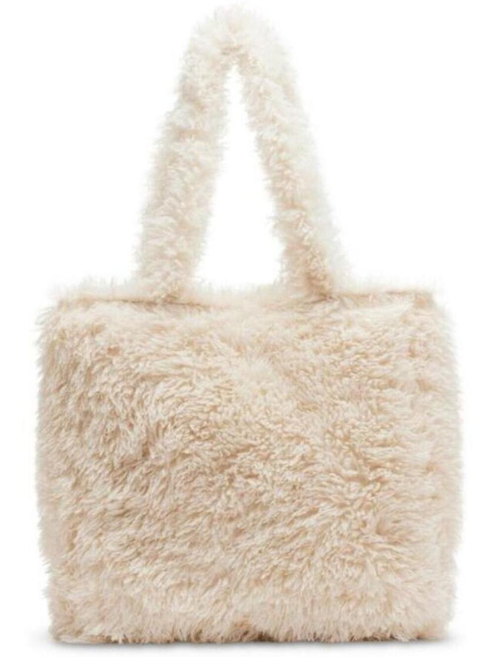 Madden Girl Sofia Faux Fur Tote, Cream, NWT